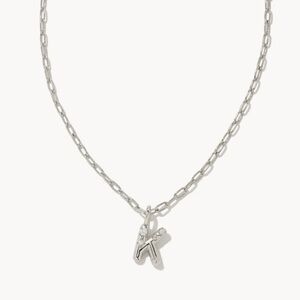 Crystal Letter K Silver Short Pendant Necklace in White